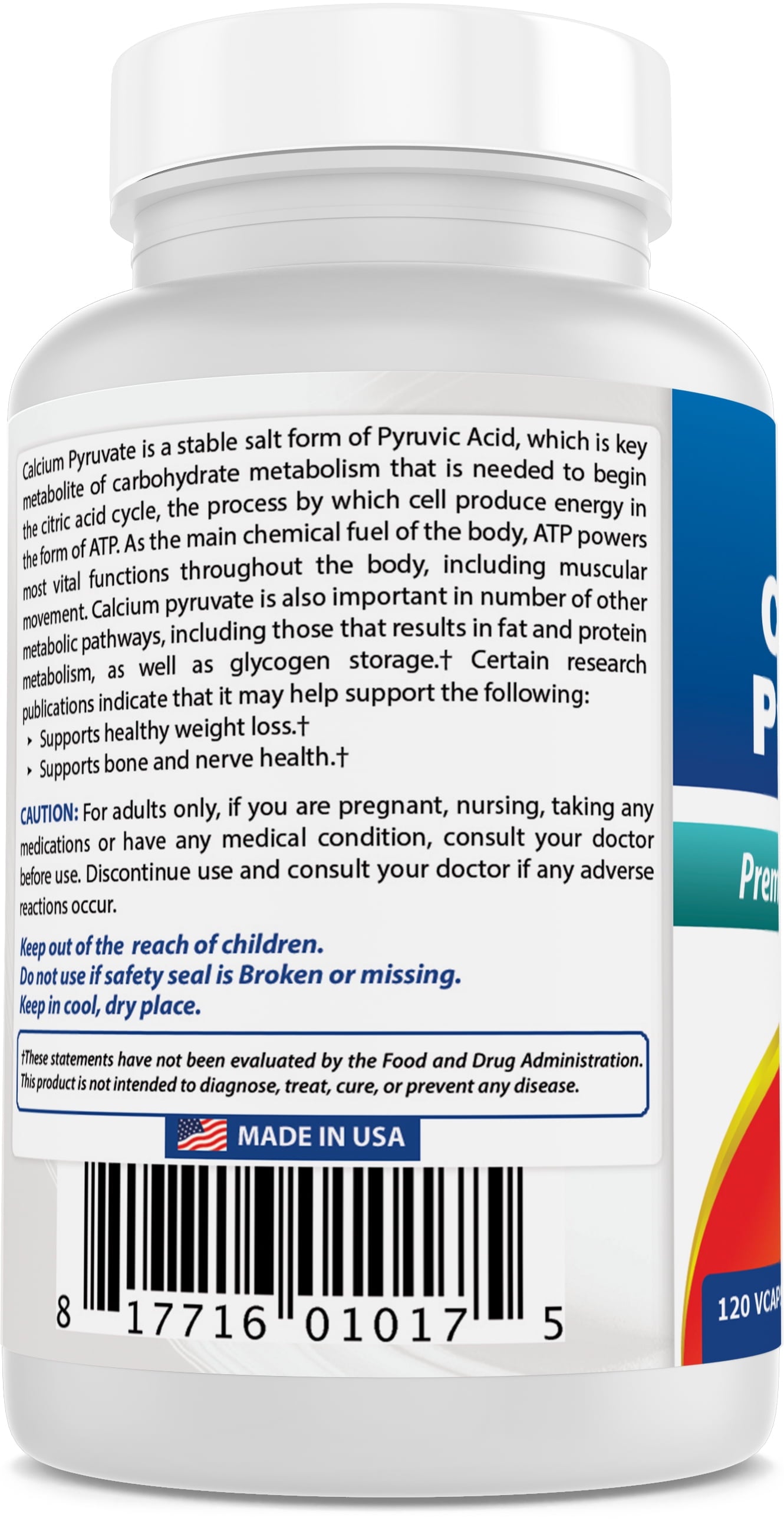 2 Pack  Calcium Pyruvate 750 Mg 120 Capsules